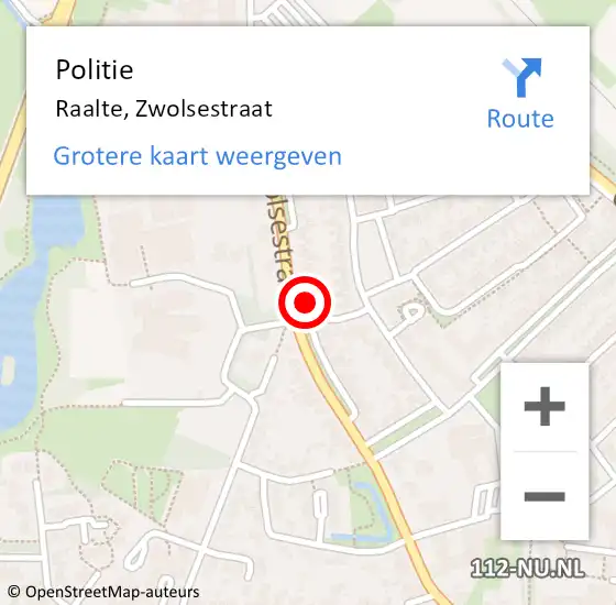 Locatie op kaart van de 112 melding: Politie Raalte, Zwolsestraat op 9 januari 2023 20:37