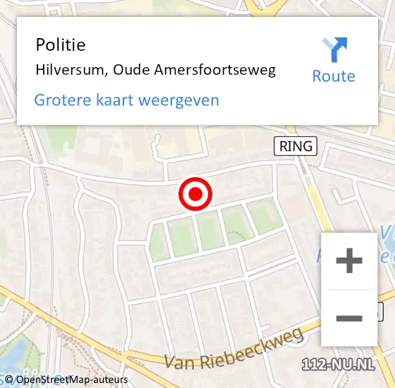 Locatie op kaart van de 112 melding: Politie Hilversum, Oude Amersfoortseweg op 9 januari 2023 21:59