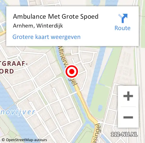 Locatie op kaart van de 112 melding: Ambulance Met Grote Spoed Naar Arnhem, Winterdijk op 9 januari 2023 22:19