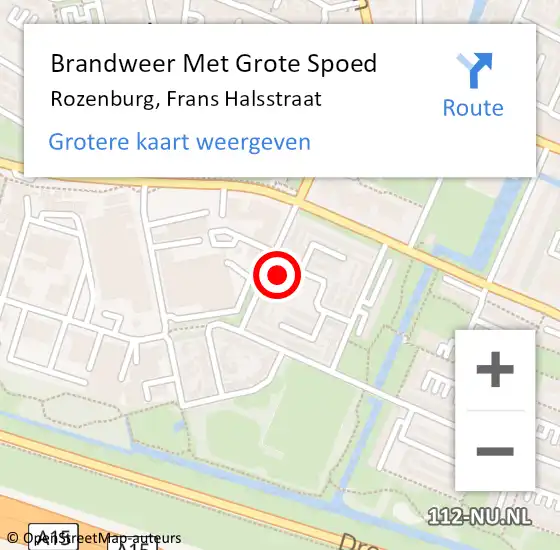 Locatie op kaart van de 112 melding: Brandweer Met Grote Spoed Naar Rozenburg, Frans Halsstraat op 9 januari 2023 22:28