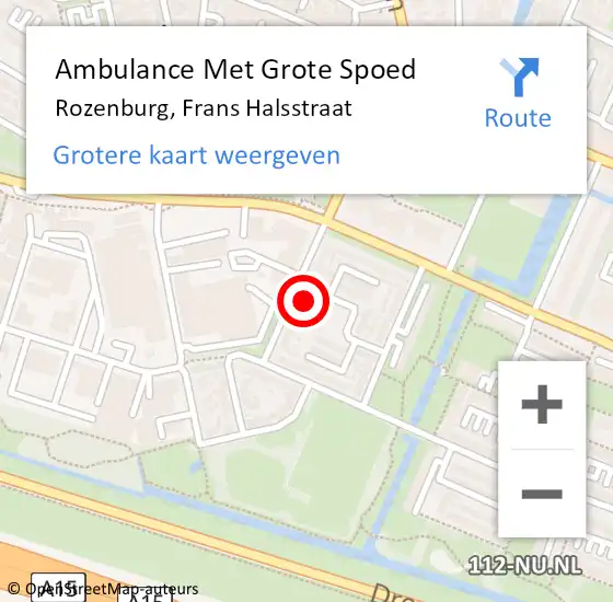 Locatie op kaart van de 112 melding: Ambulance Met Grote Spoed Naar Rozenburg, Frans Halsstraat op 9 januari 2023 22:29