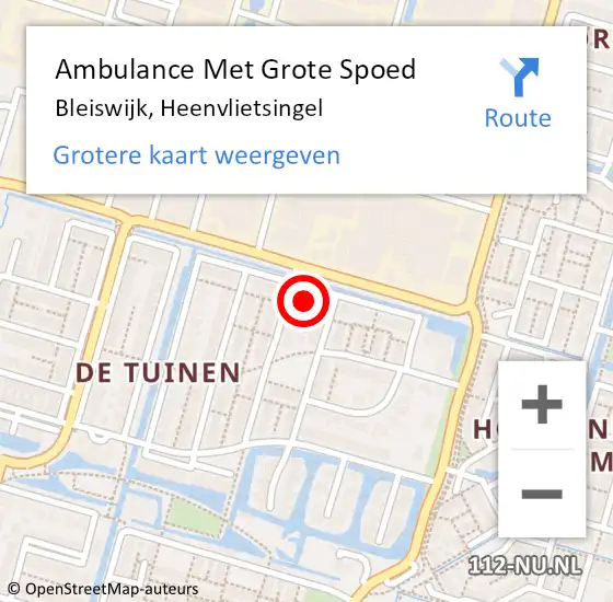 Locatie op kaart van de 112 melding: Ambulance Met Grote Spoed Naar Bleiswijk, Heenvlietsingel op 9 januari 2023 22:29