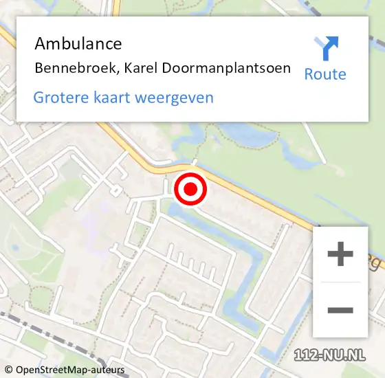 Locatie op kaart van de 112 melding: Ambulance Bennebroek, Karel Doormanplantsoen op 9 januari 2023 22:37