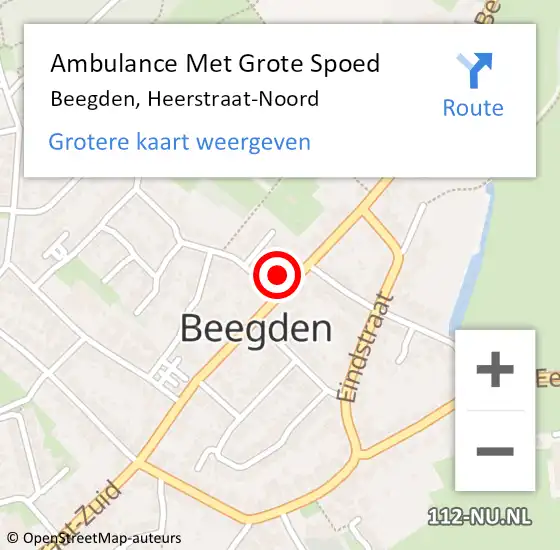 Locatie op kaart van de 112 melding: Ambulance Met Grote Spoed Naar Beegden, Heerstraat-Noord op 9 januari 2023 23:18