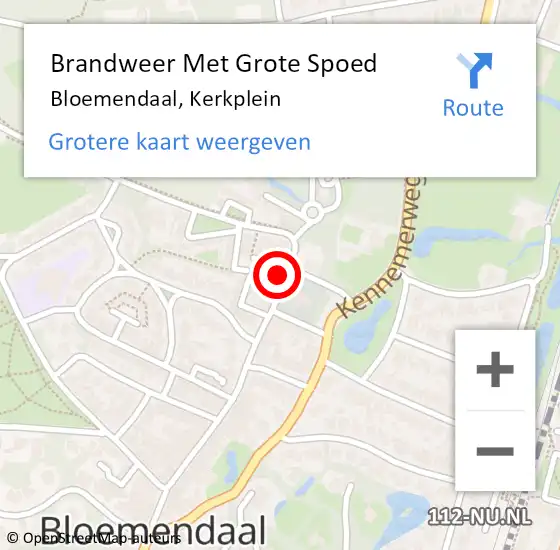 Locatie op kaart van de 112 melding: Brandweer Met Grote Spoed Naar Bloemendaal, Kerkplein op 9 januari 2023 23:36