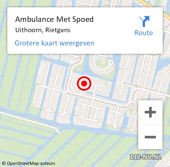 Locatie op kaart van de 112 melding: Ambulance Met Spoed Naar Uithoorn, Rietgans op 10 januari 2023 00:02