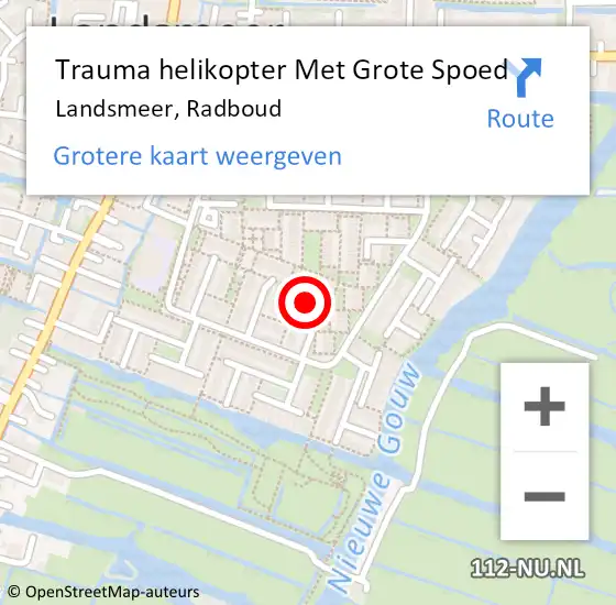 Locatie op kaart van de 112 melding: Trauma helikopter Met Grote Spoed Naar Landsmeer, Radboud op 10 januari 2023 00:03