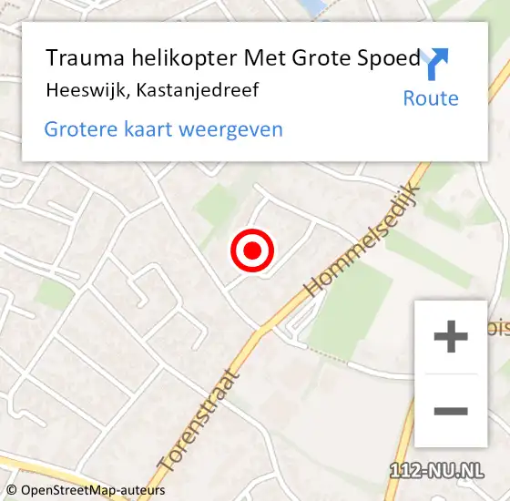 Locatie op kaart van de 112 melding: Trauma helikopter Met Grote Spoed Naar Heeswijk, Kastanjedreef op 10 januari 2023 00:09