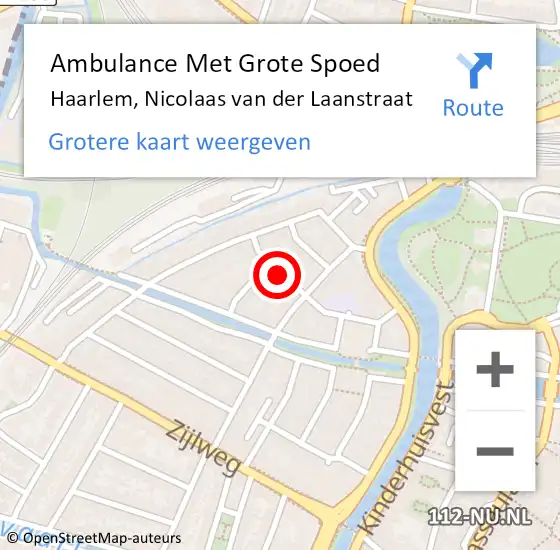 Locatie op kaart van de 112 melding: Ambulance Met Grote Spoed Naar Haarlem, Nicolaas van der Laanstraat op 10 januari 2023 01:35