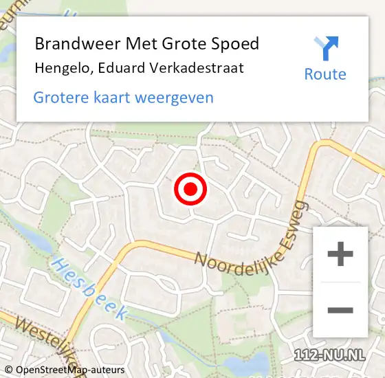 Locatie op kaart van de 112 melding: Brandweer Met Grote Spoed Naar Hengelo, Eduard Verkadestraat op 10 januari 2023 02:09