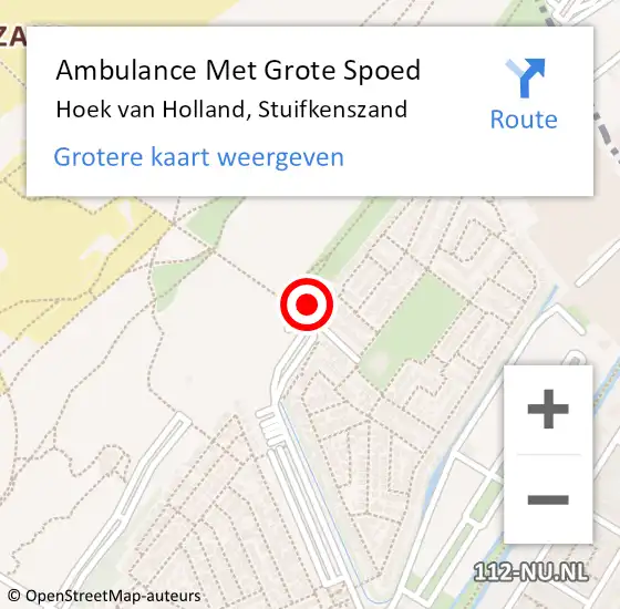 Locatie op kaart van de 112 melding: Ambulance Met Grote Spoed Naar Hoek van Holland, Stuifkenszand op 10 januari 2023 02:26