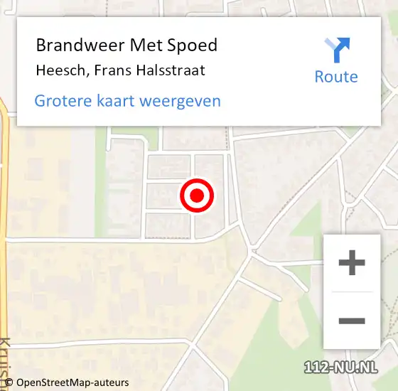 Locatie op kaart van de 112 melding: Brandweer Met Spoed Naar Heesch, Frans Halsstraat op 10 januari 2023 04:49