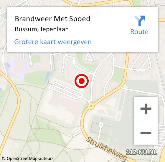 Locatie op kaart van de 112 melding: Brandweer Met Spoed Naar Bussum, Iepenlaan op 10 januari 2023 06:06