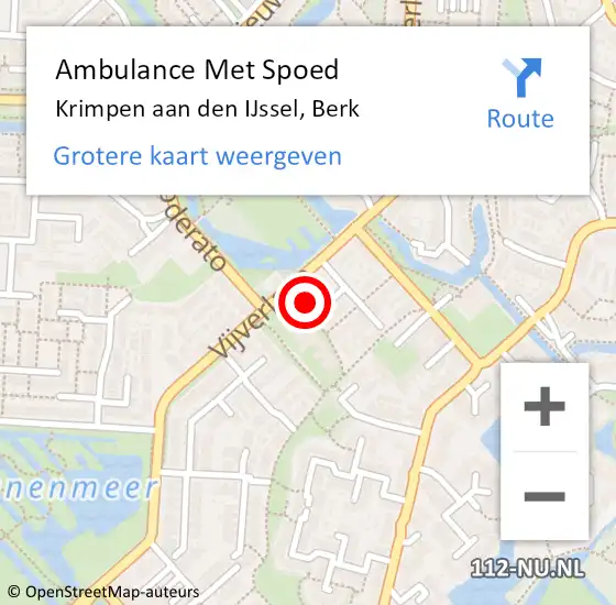 Locatie op kaart van de 112 melding: Ambulance Met Spoed Naar Krimpen aan den IJssel, Berk op 10 januari 2023 07:01