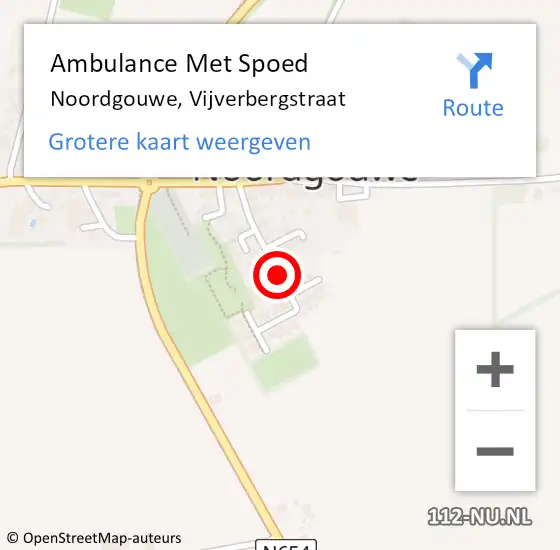 Locatie op kaart van de 112 melding: Ambulance Met Spoed Naar Noordgouwe, Vijverbergstraat op 11 augustus 2014 16:51