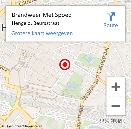 Locatie op kaart van de 112 melding: Brandweer Met Spoed Naar Hengelo, Beursstraat op 10 januari 2023 07:26