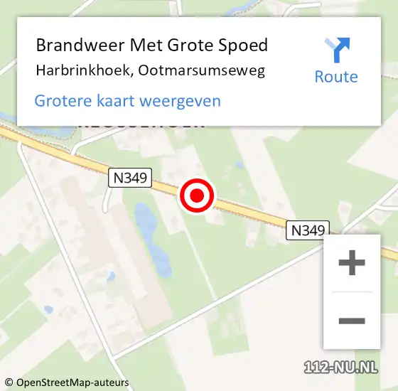 Locatie op kaart van de 112 melding: Brandweer Met Grote Spoed Naar Harbrinkhoek, Ootmarsumseweg op 10 januari 2023 07:39