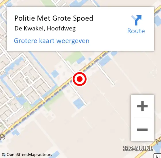 Locatie op kaart van de 112 melding: Politie Met Grote Spoed Naar De Kwakel, Hoofdweg op 10 januari 2023 07:52