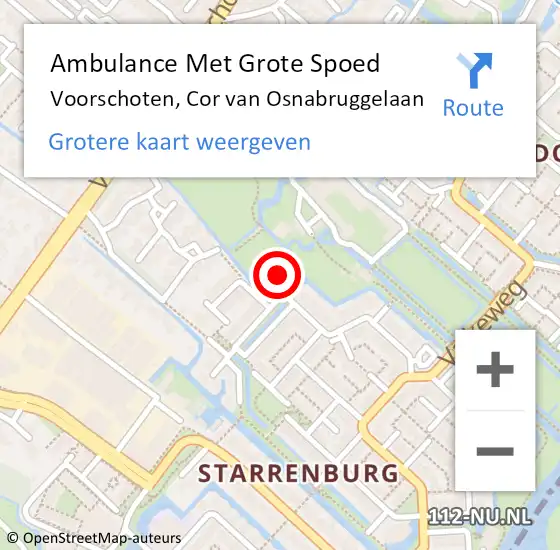 Locatie op kaart van de 112 melding: Ambulance Met Grote Spoed Naar Voorschoten, Cor van Osnabruggelaan op 10 januari 2023 08:02