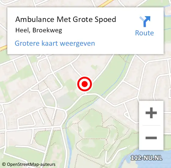 Locatie op kaart van de 112 melding: Ambulance Met Grote Spoed Naar Heel, Broekweg op 11 augustus 2014 16:55