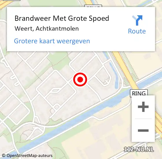 Locatie op kaart van de 112 melding: Brandweer Met Grote Spoed Naar Weert, Achtkantmolen op 10 januari 2023 08:21