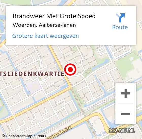 Locatie op kaart van de 112 melding: Brandweer Met Grote Spoed Naar Woerden, Aalberse-lanen op 10 januari 2023 08:33