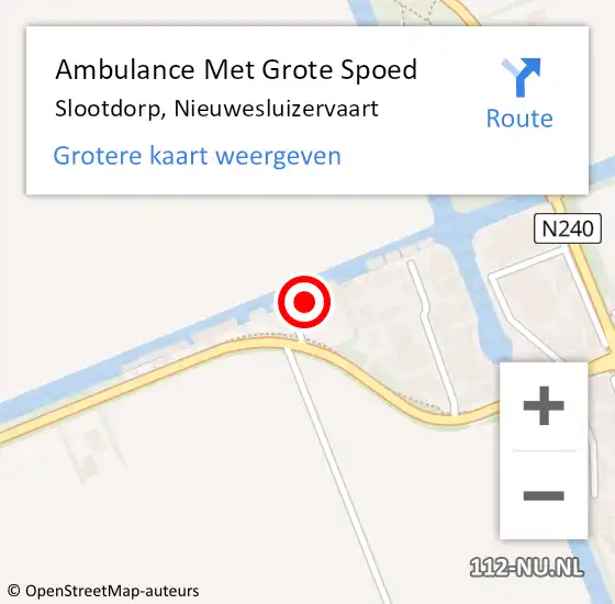 Locatie op kaart van de 112 melding: Ambulance Met Grote Spoed Naar Slootdorp, Nieuwesluizervaart op 10 januari 2023 08:37