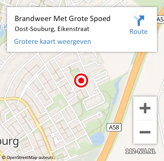 Locatie op kaart van de 112 melding: Brandweer Met Grote Spoed Naar Oost-Souburg, Eikenstraat op 10 januari 2023 08:38