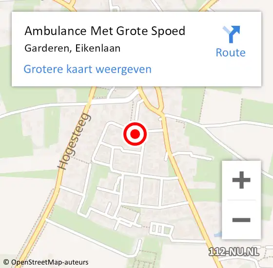 Locatie op kaart van de 112 melding: Ambulance Met Grote Spoed Naar Garderen, Eikenlaan op 10 januari 2023 08:39