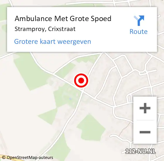 Locatie op kaart van de 112 melding: Ambulance Met Grote Spoed Naar Stramproy, Crixstraat op 10 januari 2023 08:57