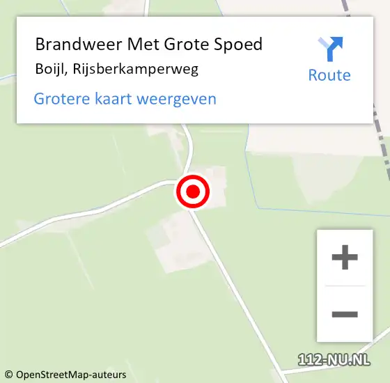 Locatie op kaart van de 112 melding: Brandweer Met Grote Spoed Naar Boijl, Rijsberkamperweg op 10 januari 2023 08:59