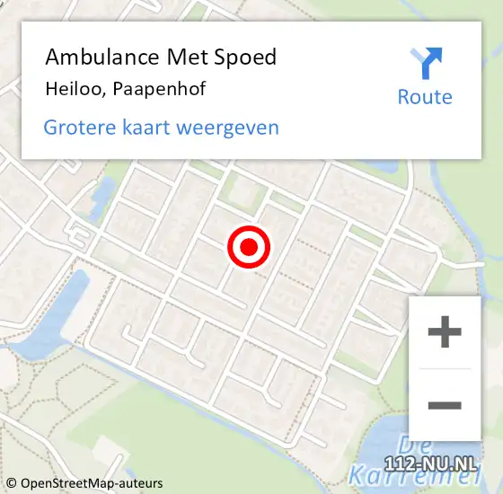 Locatie op kaart van de 112 melding: Ambulance Met Spoed Naar Heiloo, Paapenhof op 10 januari 2023 10:31