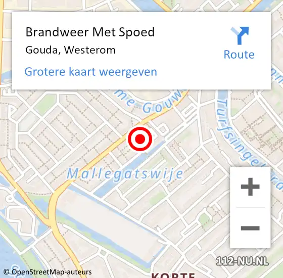 Locatie op kaart van de 112 melding: Brandweer Met Spoed Naar Gouda, Westerom op 10 januari 2023 10:56