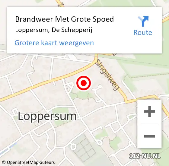 Locatie op kaart van de 112 melding: Brandweer Met Grote Spoed Naar Loppersum, De Schepperij op 10 januari 2023 11:01