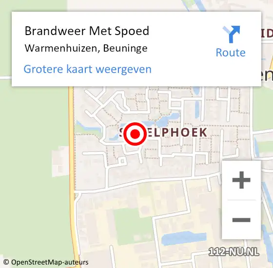 Locatie op kaart van de 112 melding: Brandweer Met Spoed Naar Warmenhuizen, Beuninge op 10 januari 2023 11:03