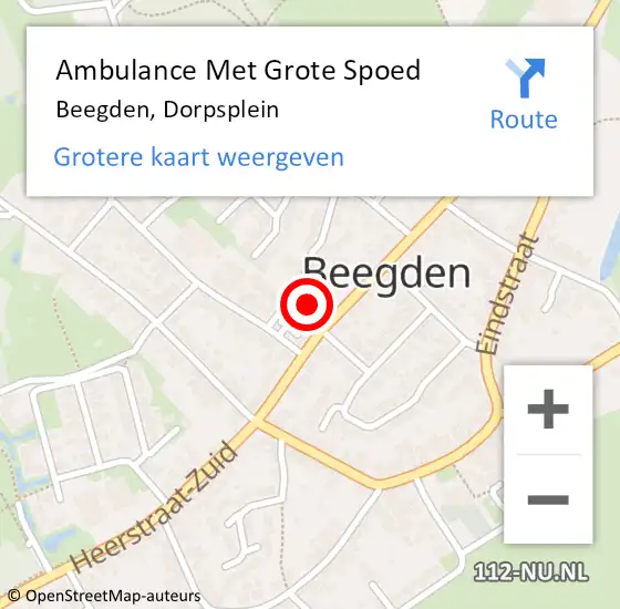 Locatie op kaart van de 112 melding: Ambulance Met Grote Spoed Naar Beegden, Dorpsplein op 10 januari 2023 11:10
