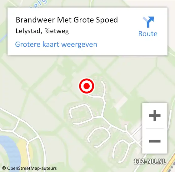 Locatie op kaart van de 112 melding: Brandweer Met Grote Spoed Naar Lelystad, Rietweg op 10 januari 2023 11:19