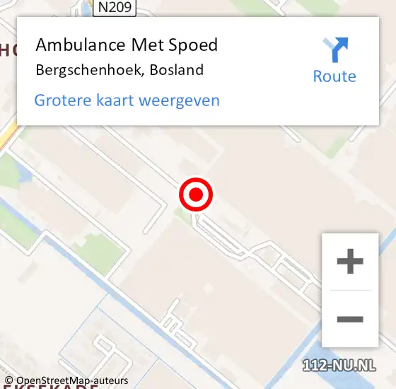 Locatie op kaart van de 112 melding: Ambulance Met Spoed Naar Bergschenhoek, Bosland op 10 januari 2023 11:25