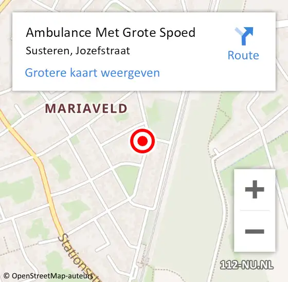 Locatie op kaart van de 112 melding: Ambulance Met Grote Spoed Naar Susteren, Jozefstraat op 10 januari 2023 12:02