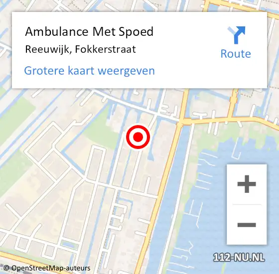 Locatie op kaart van de 112 melding: Ambulance Met Spoed Naar Reeuwijk, Fokkerstraat op 10 januari 2023 12:05