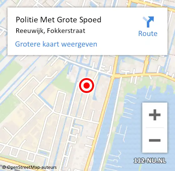 Locatie op kaart van de 112 melding: Politie Met Grote Spoed Naar Reeuwijk, Fokkerstraat op 10 januari 2023 12:05