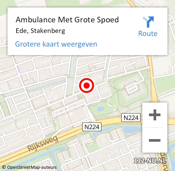 Locatie op kaart van de 112 melding: Ambulance Met Grote Spoed Naar Ede, Stakenberg op 10 januari 2023 12:15