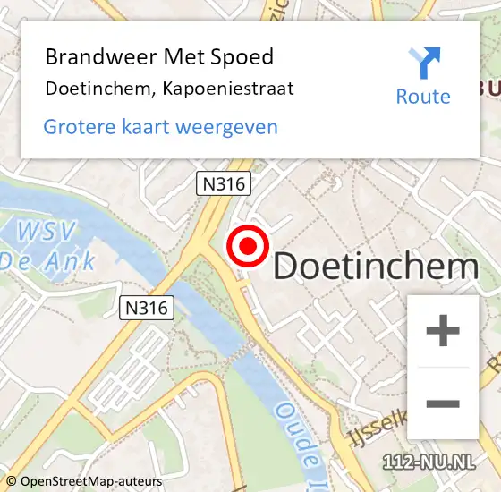 Locatie op kaart van de 112 melding: Brandweer Met Spoed Naar Doetinchem, Kapoeniestraat op 10 januari 2023 12:33