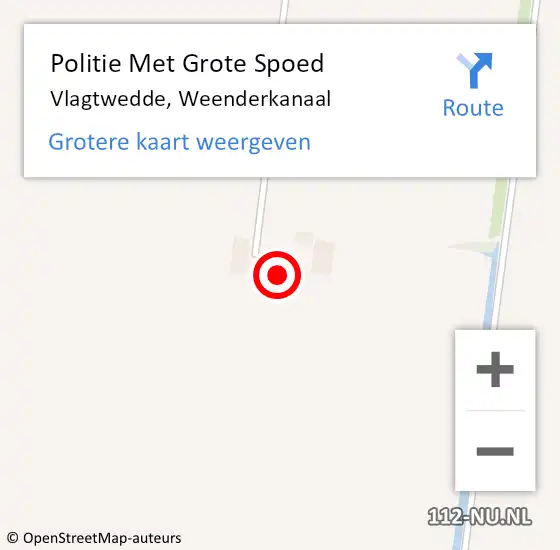 Locatie op kaart van de 112 melding: Politie Met Grote Spoed Naar Vlagtwedde, Weenderkanaal op 10 januari 2023 12:34