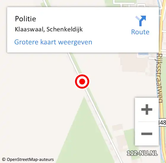 Locatie op kaart van de 112 melding: Politie Klaaswaal, Schenkeldijk op 10 januari 2023 13:02