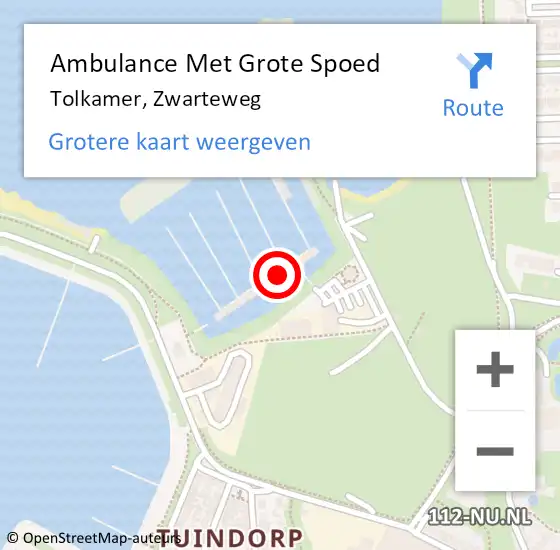 Locatie op kaart van de 112 melding: Ambulance Met Grote Spoed Naar Tolkamer, Zwarteweg op 10 januari 2023 13:08