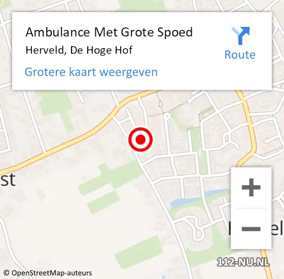 Locatie op kaart van de 112 melding: Ambulance Met Grote Spoed Naar Herveld, De Hoge Hof op 10 januari 2023 13:30