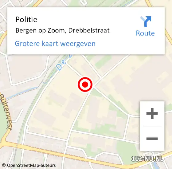 Locatie op kaart van de 112 melding: Politie Bergen op Zoom, Drebbelstraat op 10 januari 2023 13:30