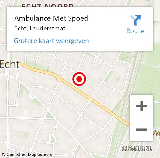 Locatie op kaart van de 112 melding: Ambulance Met Spoed Naar Echt, Laurierstraat op 10 januari 2023 13:55