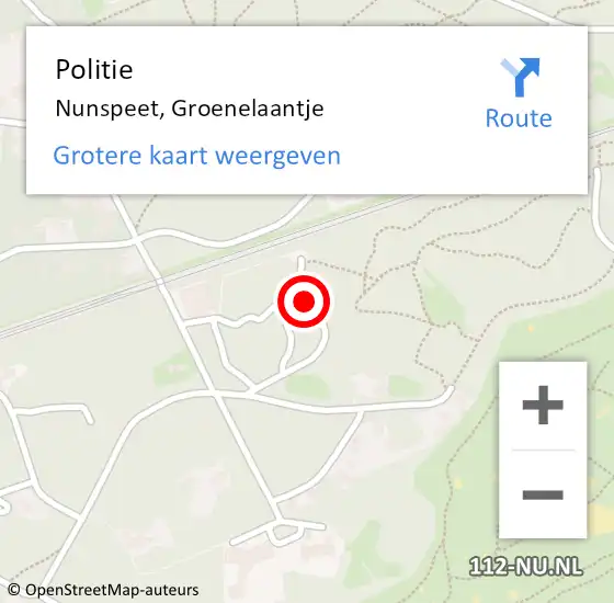 Locatie op kaart van de 112 melding: Politie Nunspeet, Groenelaantje op 10 januari 2023 14:11